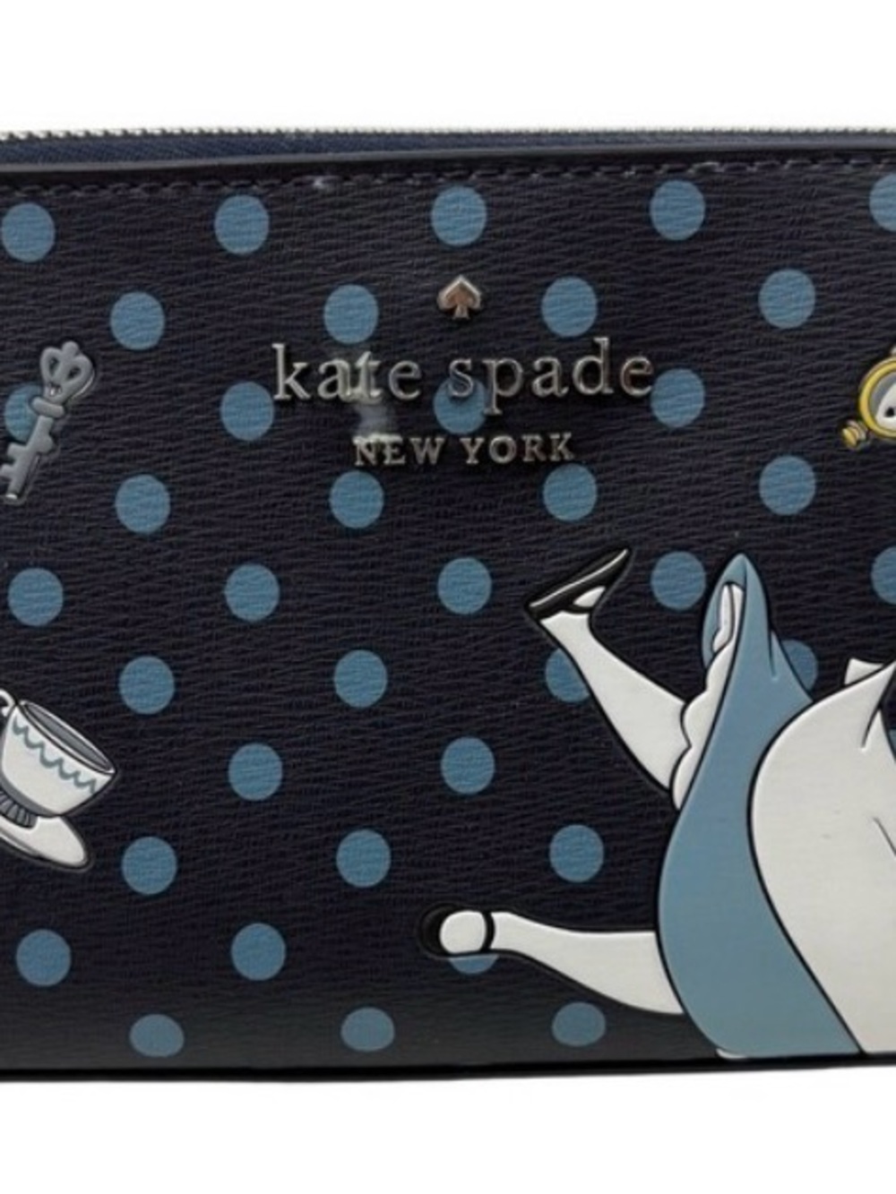 kate spade Navy with Light Blue Polka Dot Alice Wristlet